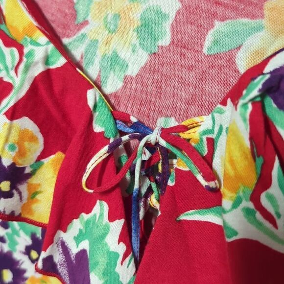 Chaps Red Floral Sleeveless Blouse - Picture 3 of 6